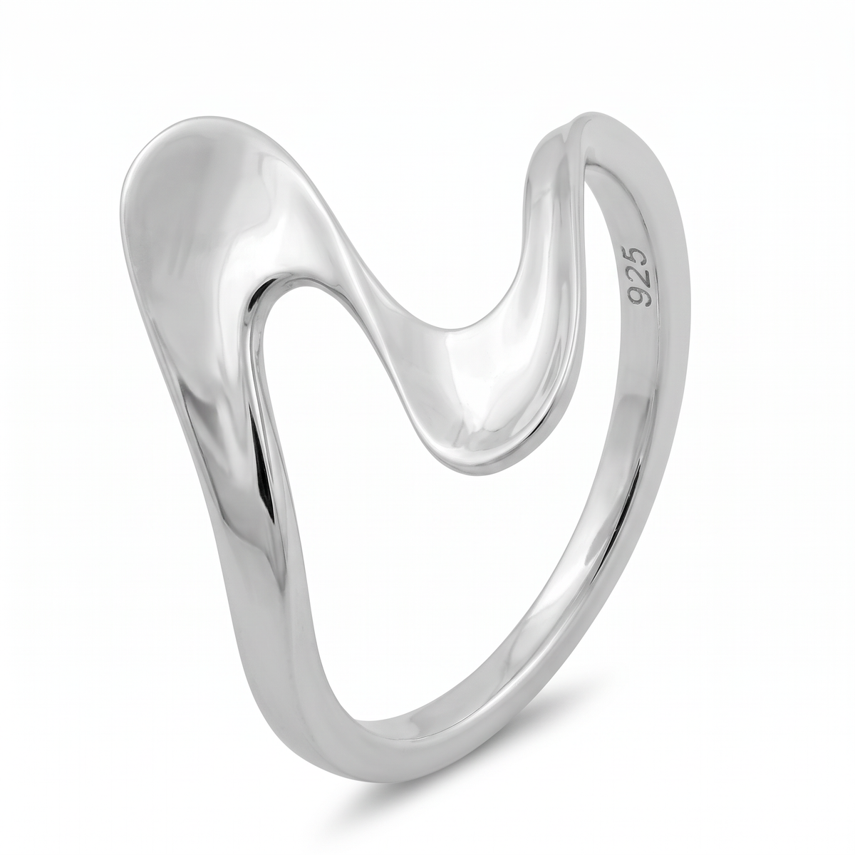 Sterling Silver Freeform Wave Statement Ring for Women