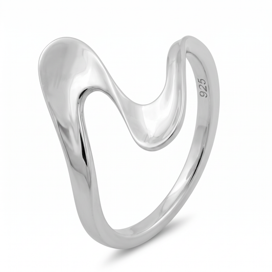 Sterling Silver Freeform Wave Statement Ring for Women