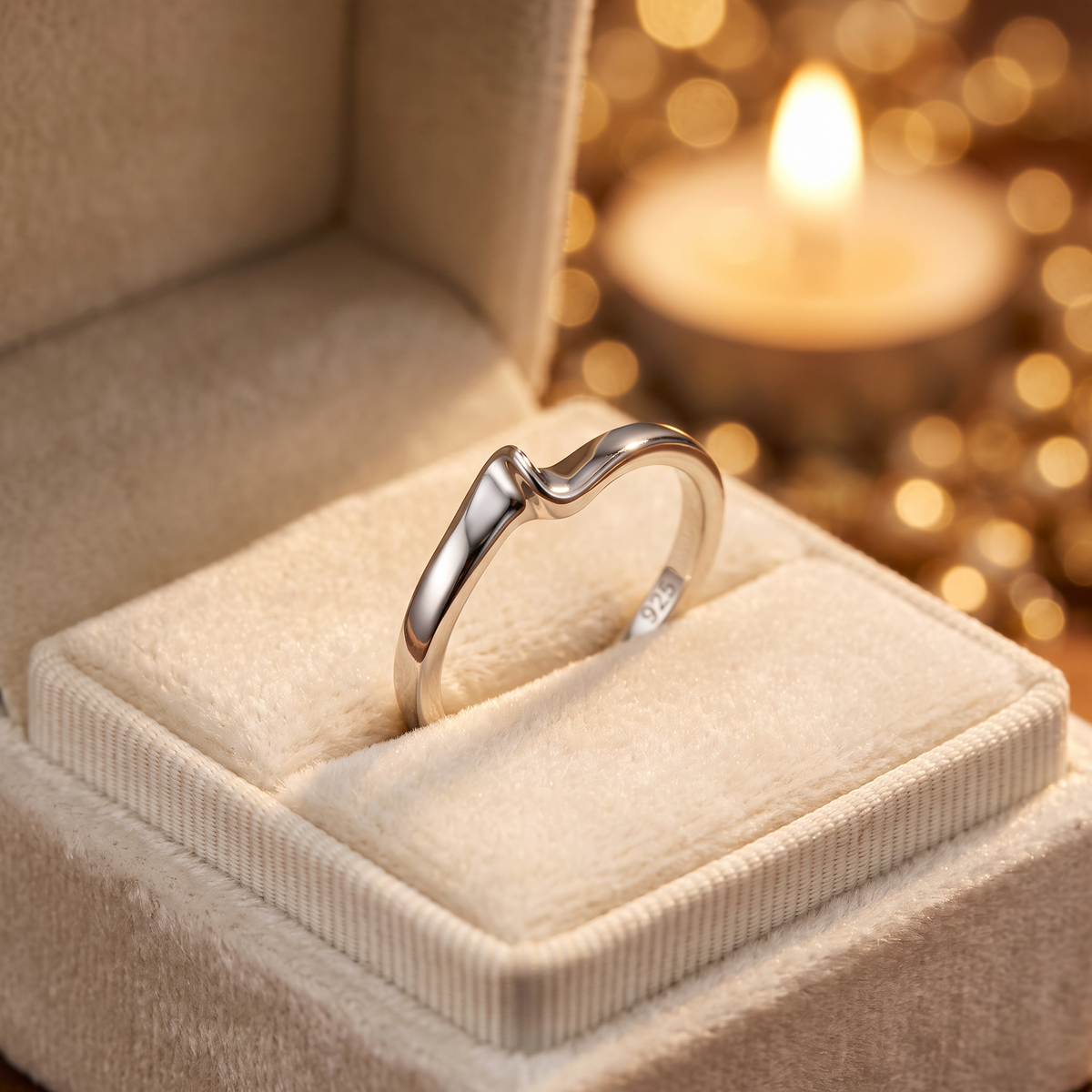 Sterling Silver Dainty Wave Curve Stacking Ring for Women life3