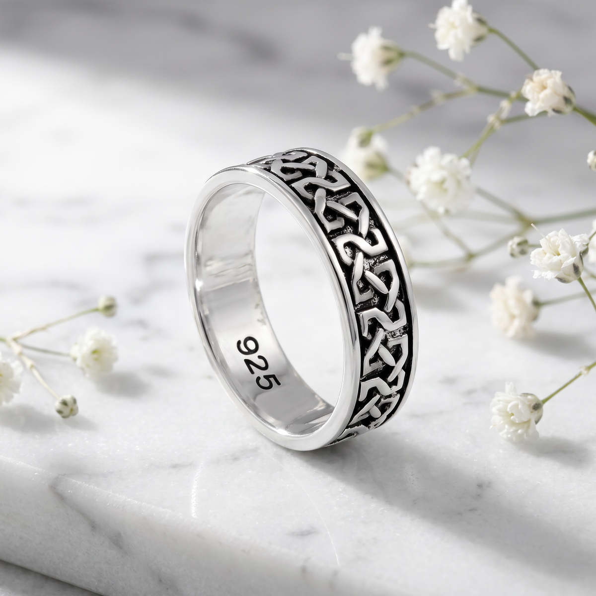 Sterling Silver 5.5mm Celtic Knot Wedding Band Ring, Unisex life1