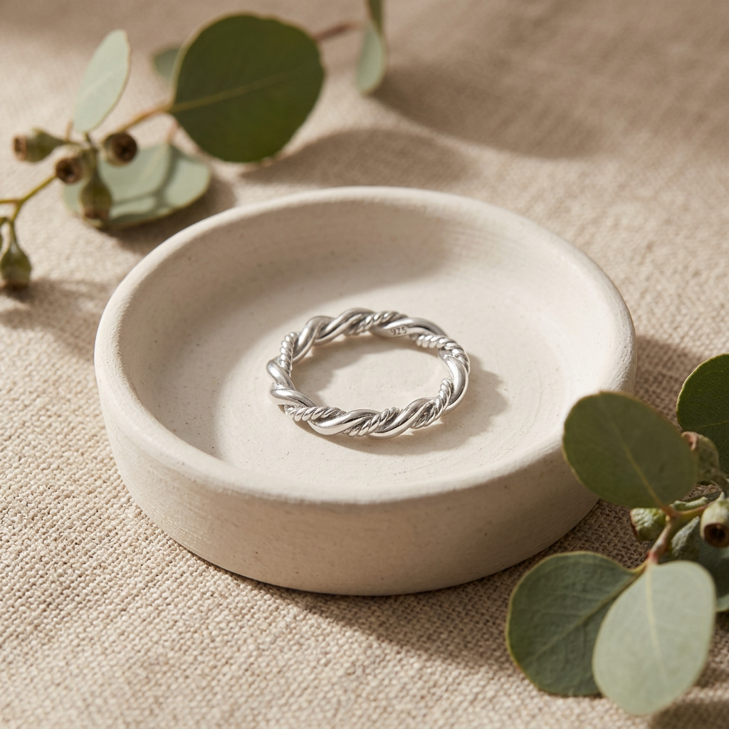 Sterling Silver 2.3mm Rope Twist Stacking Ring for Women life2