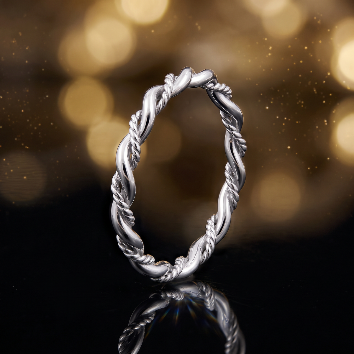 Sterling Silver 2.3mm Rope Twist Stacking Ring for Women life4