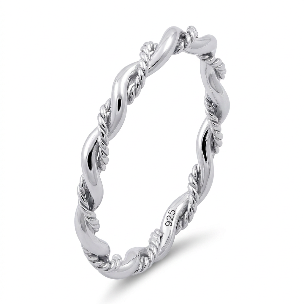 Sterling Silver 2.3mm Rope Twist Stacking Ring for Women