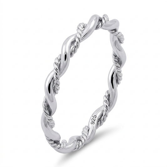 Sterling Silver 2.3mm Rope Twist Stacking Ring for Women