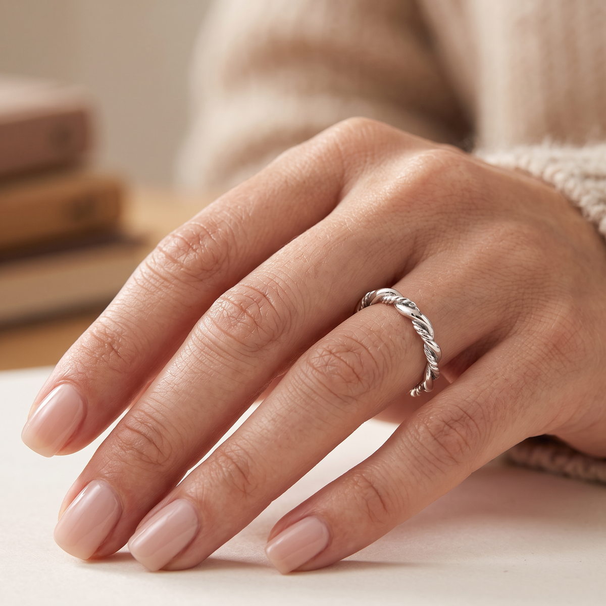 Sterling Silver 2.3mm Rope Twist Stacking Ring for Women model