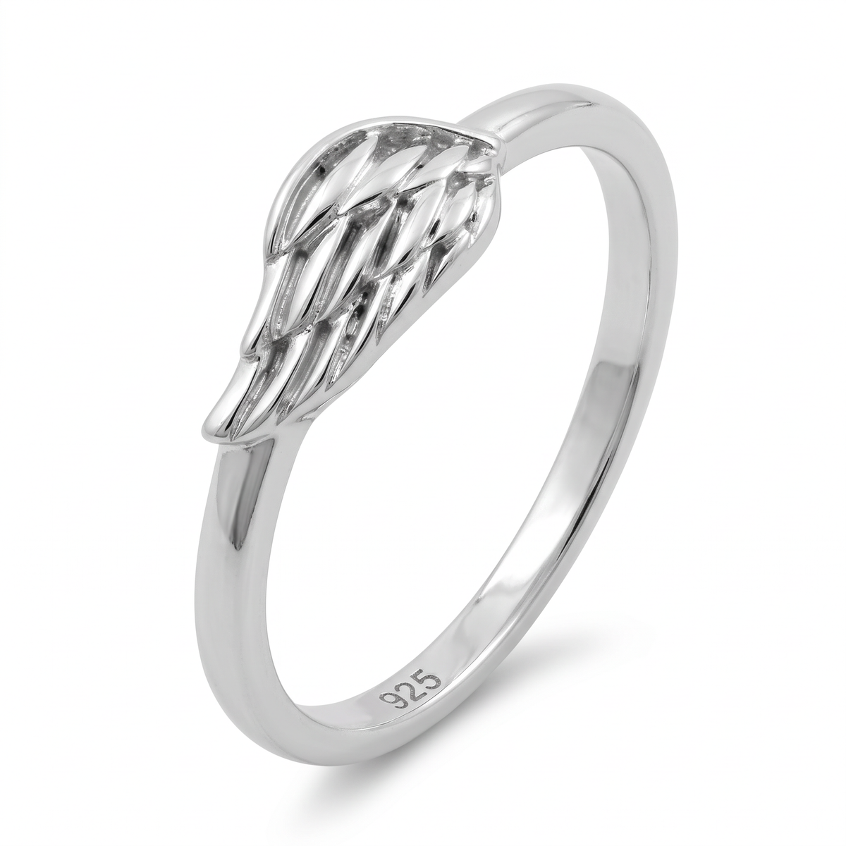 Sterling Silver 1.8mm Angel Wing Stacking Ring for Women