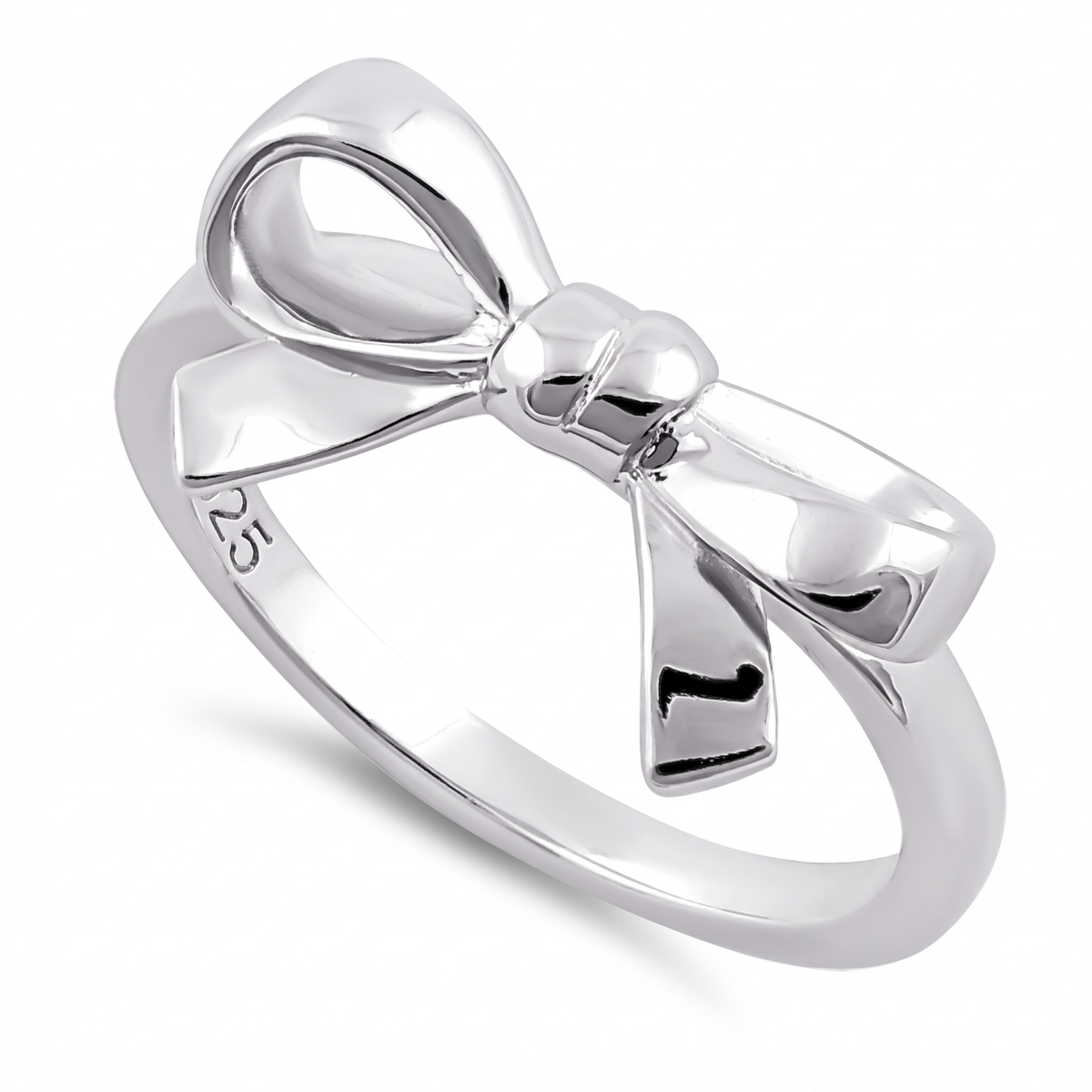 Sterling Silver Ribbon Bow Ring for Women