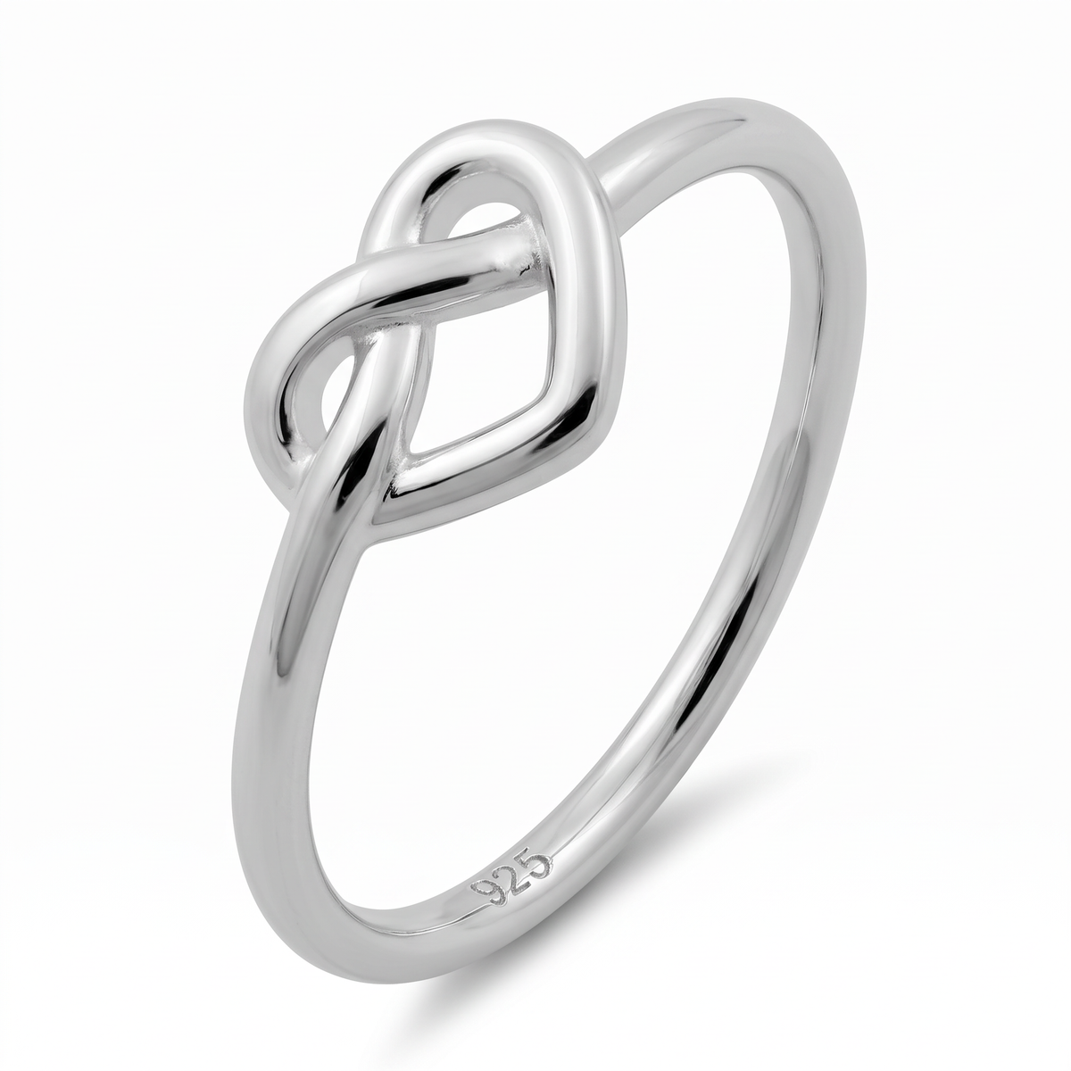 Sterling Silver 1.5mm Love Knot Heart Promise Ring for Women