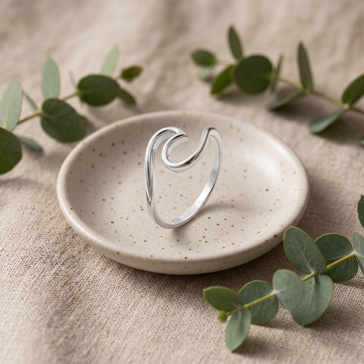 Sterling Silver Ocean Wave Curl Ring for Women life2