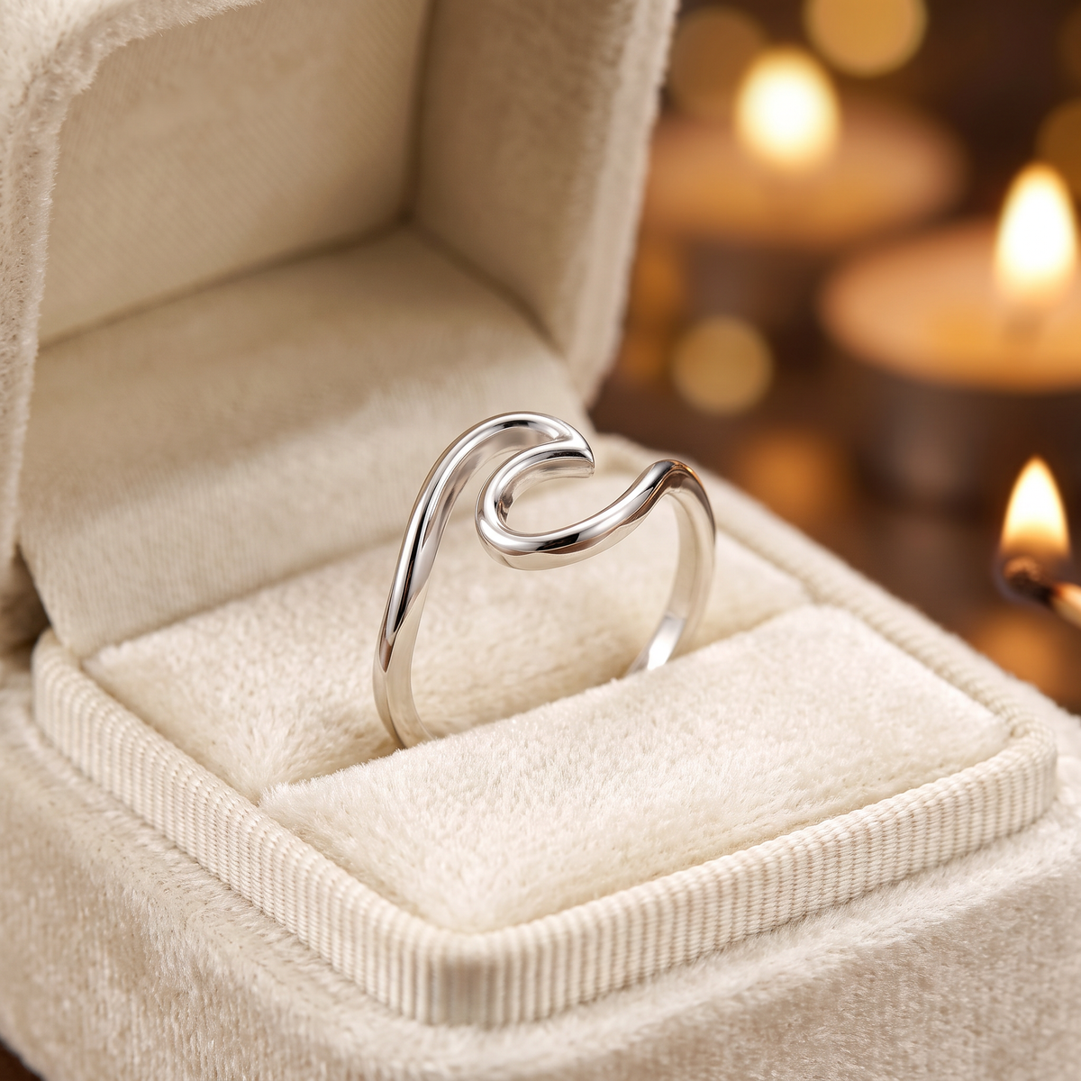 Sterling Silver Ocean Wave Curl Ring for Women life3