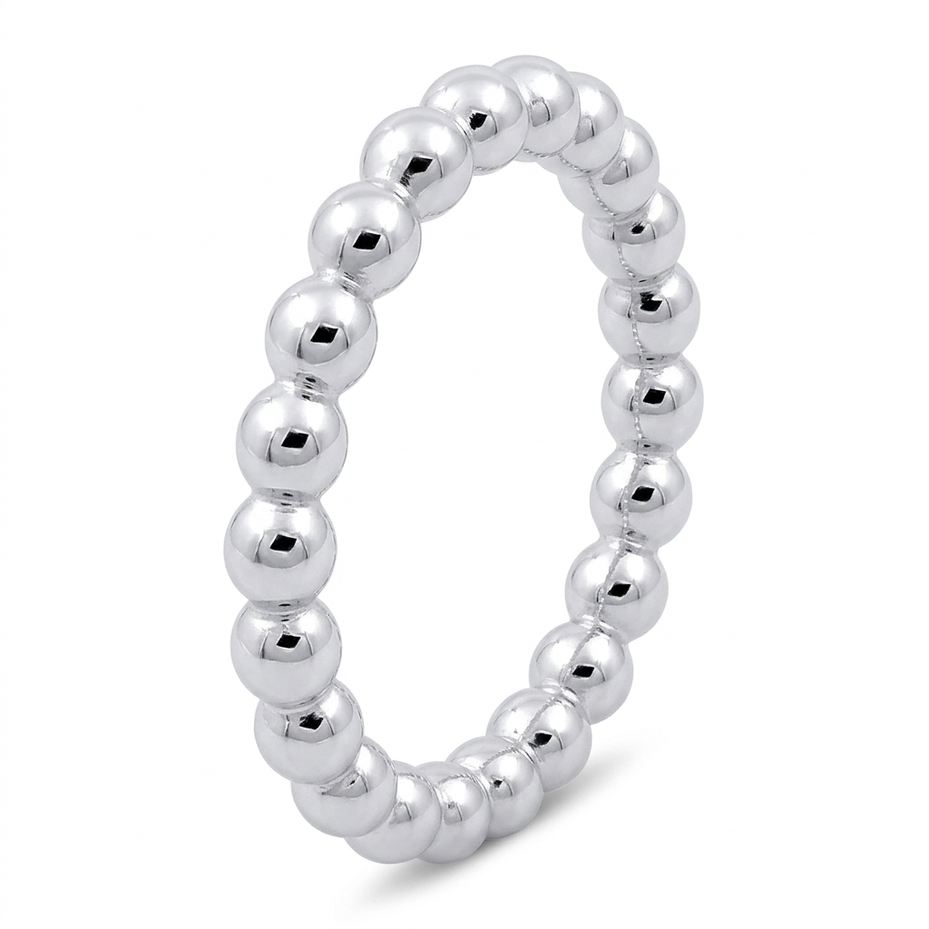Sterling Silver 2.6mm Bead Stacking Eternity Ring for Women