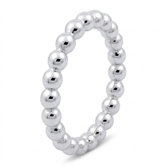 Sterling Silver 2.6mm Bead Stacking Eternity Ring for Women