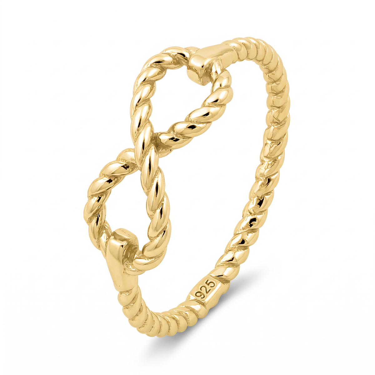 Gold Plated Sterling Silver Rope Infinity Knot Promise Ring for Women