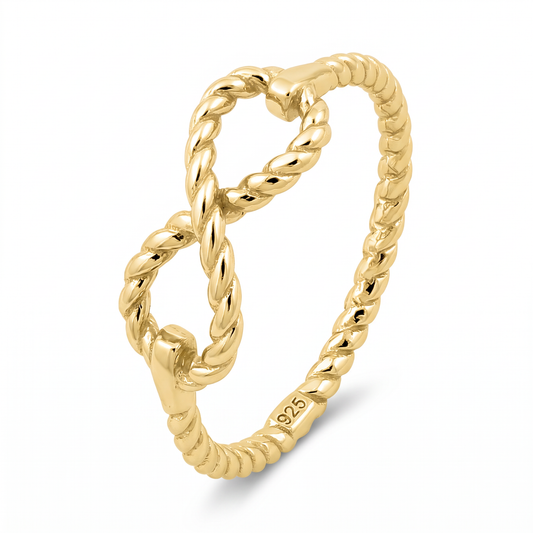 Gold Plated Sterling Silver Rope Infinity Knot Promise Ring for Women