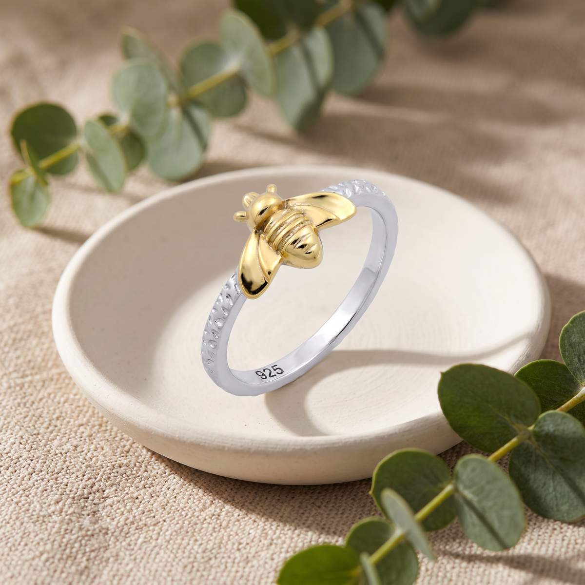 Two Tone Gold Plated Sterling Silver Honey Bee Ring for Women life2