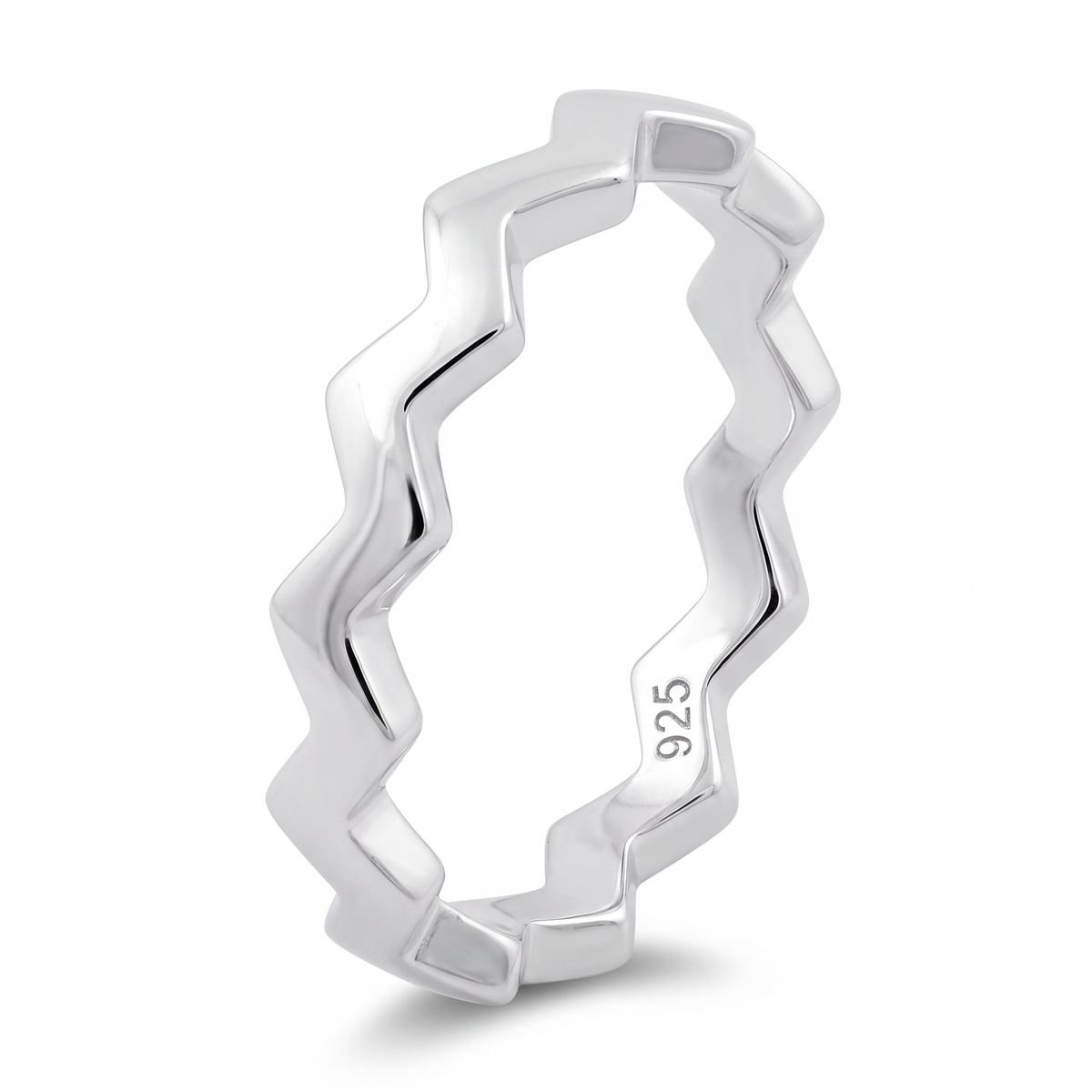 Sterling Silver 3.1mm Zigzag Chevron Stacking Ring for Women