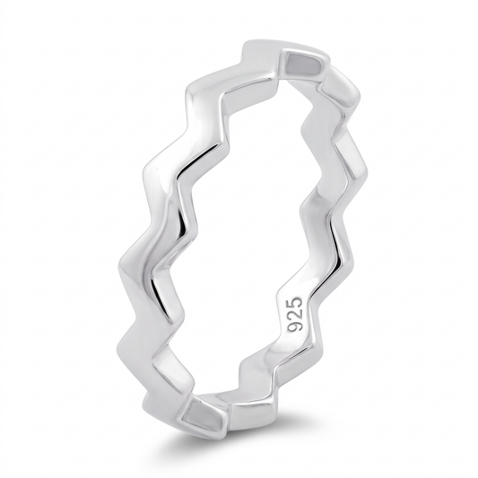 Sterling Silver 3.1mm Zigzag Chevron Stacking Ring for Women