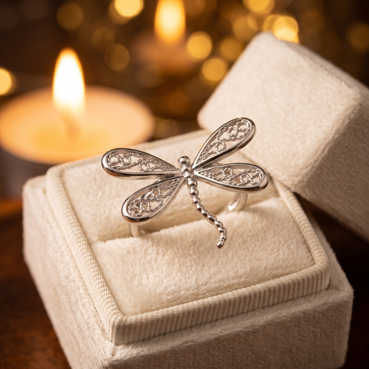 Sterling Silver Filigree Dragonfly Statement Ring for Women life3