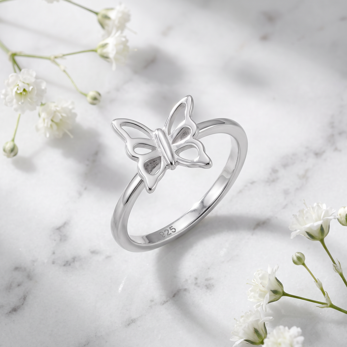 Sterling Silver Dainty Open Butterfly Ring for Women life1