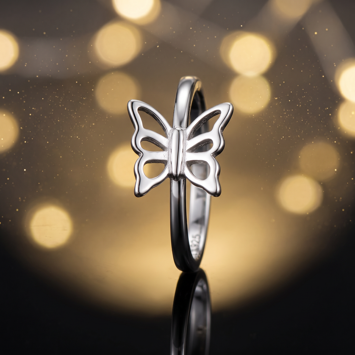 Sterling Silver Dainty Open Butterfly Ring for Women life4