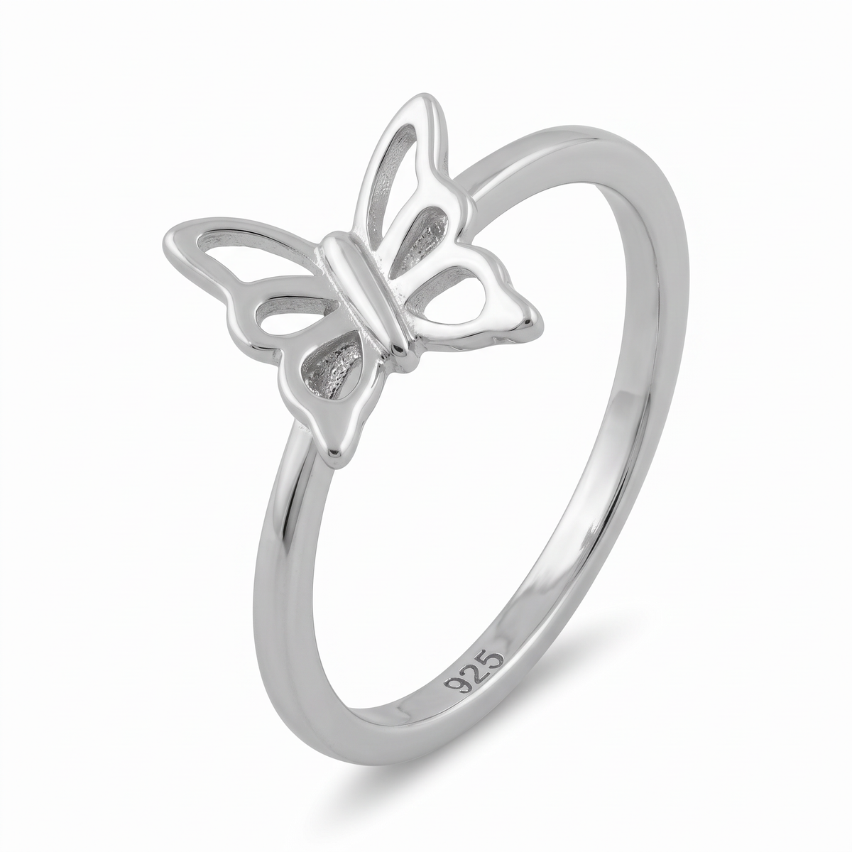 Sterling Silver Dainty Open Butterfly Ring for Women