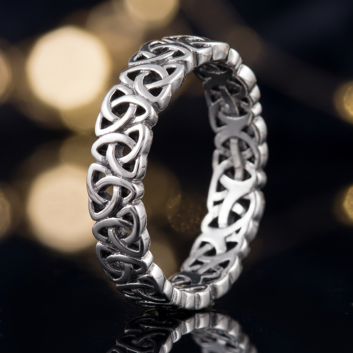 Sterling Silver 4.3mm Trinity Knot Celtic Eternity Band Ring, Unisex life4