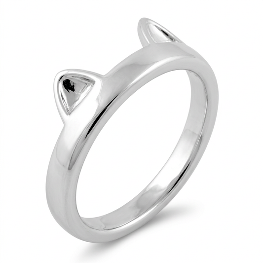 Sterling Silver Cat Ears Band Stacking Ring for Women