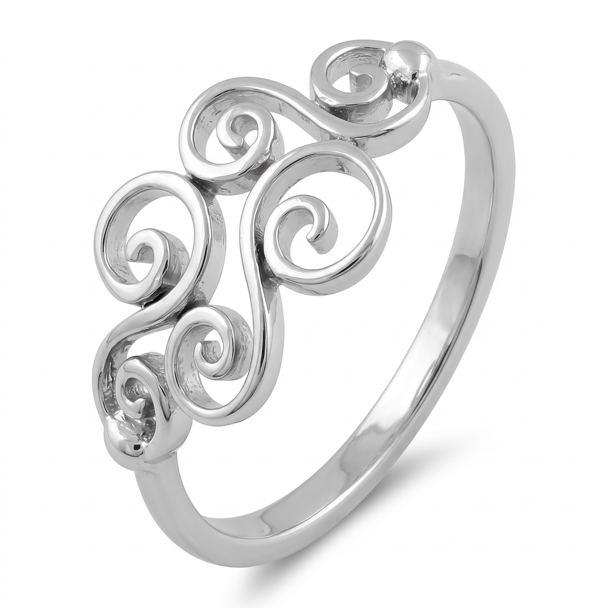 Sterling Silver Curly Swirl Filigree Ring for Women