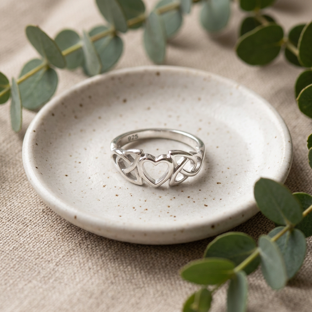 Sterling Silver Celtic Trinity Knot Open Heart Ring for Women life2