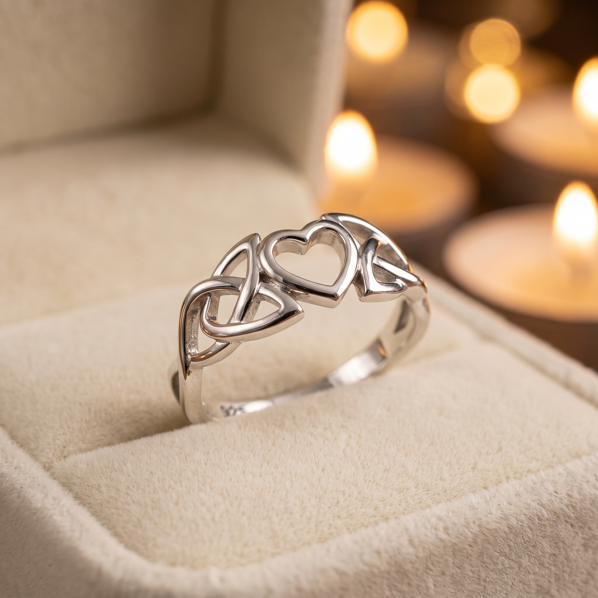Sterling Silver Celtic Trinity Knot Open Heart Ring for Women life3