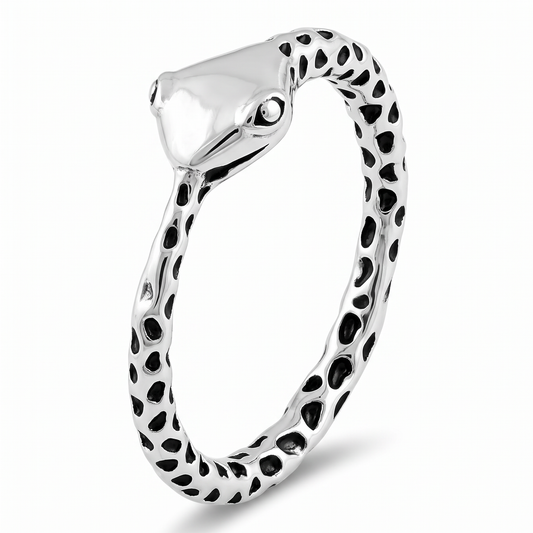 Sterling Silver Textured Snake Wrap Ring for Women
