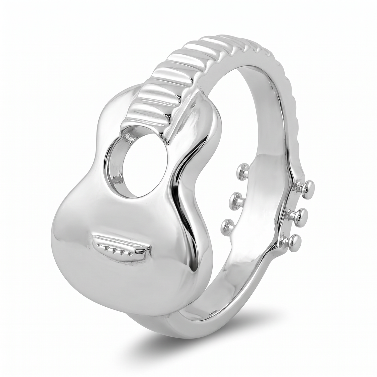 Sterling Silver Acoustic Guitar Ring, Unisex