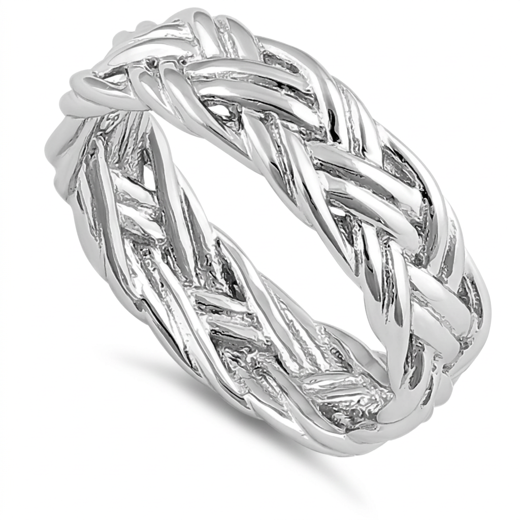 Sterling Silver 6mm Open Woven Braid Statement Ring for Women