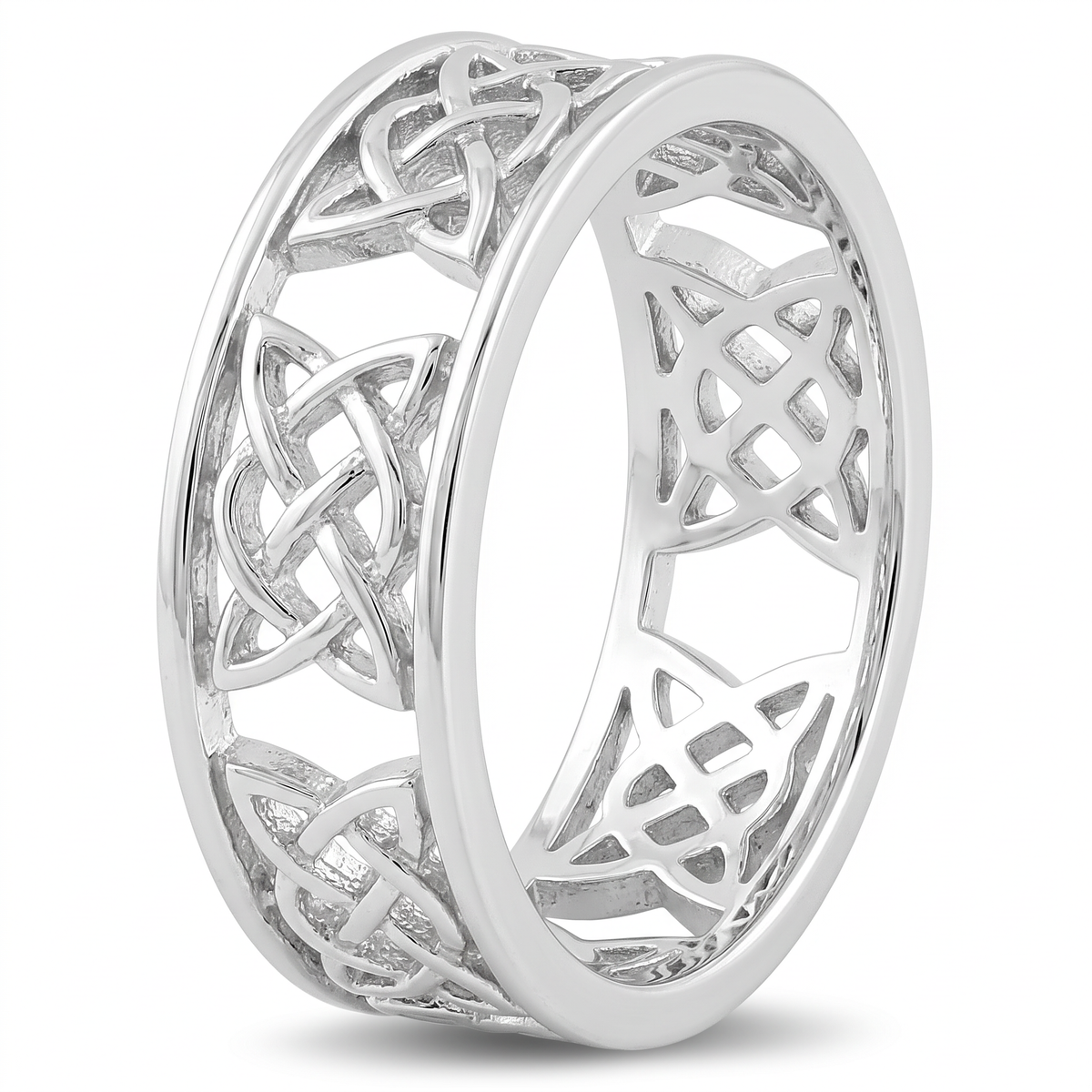Sterling Silver 6.8mm Celtic Knot Eternity Band Ring, Unisex
