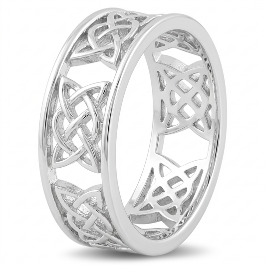 Sterling Silver 6.8mm Celtic Knot Eternity Band Ring, Unisex