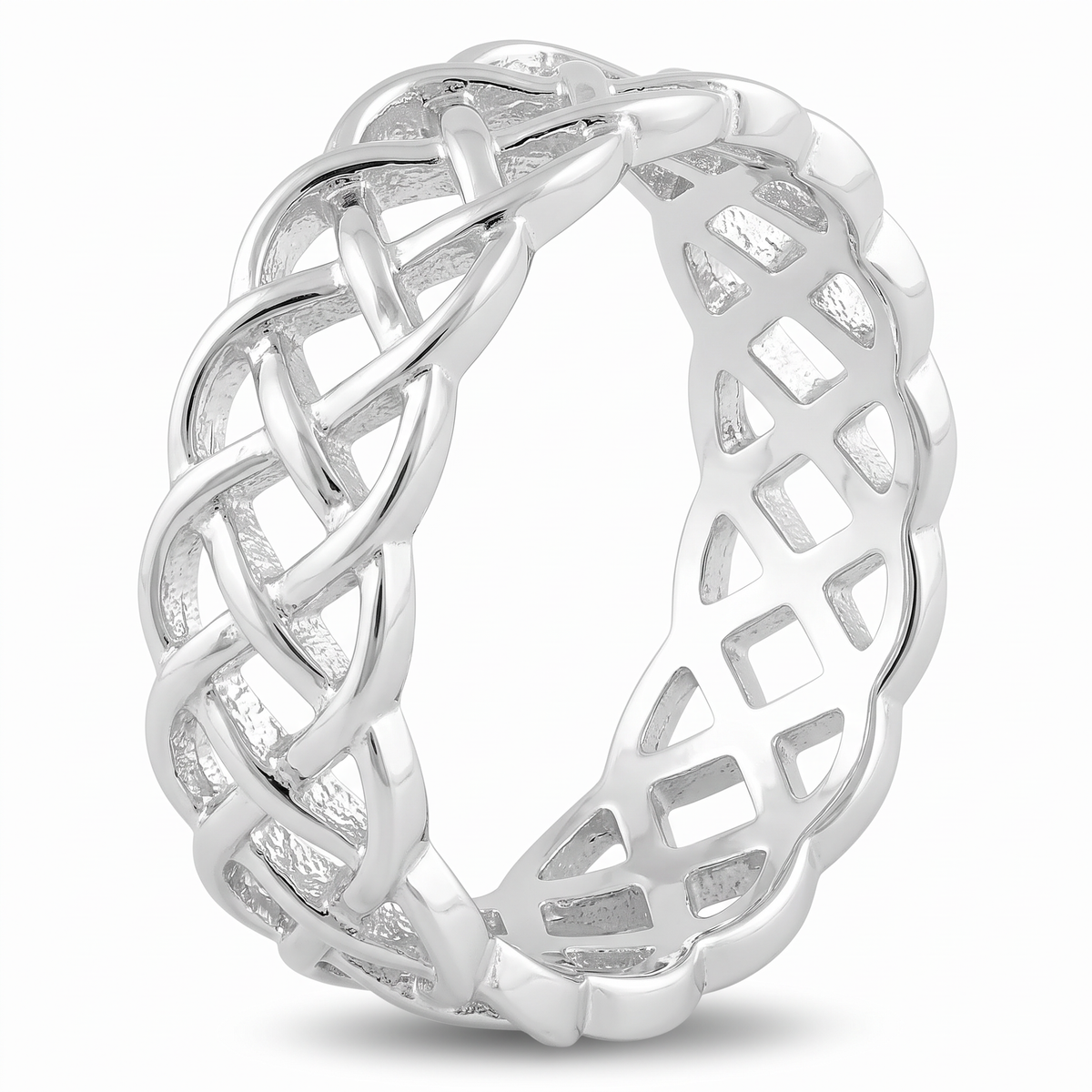 Sterling Silver Woven Basketweave Band Ring for Women