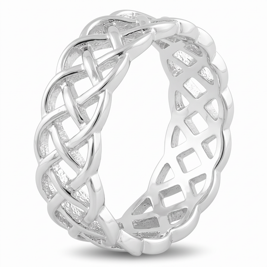 Sterling Silver Woven Basketweave Band Ring for Women