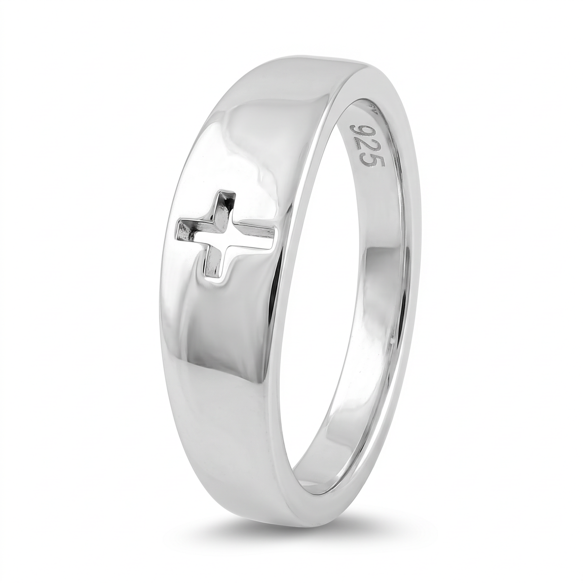 Sterling Silver 3.5mm Open Cross Cutout Band Ring, Unisex