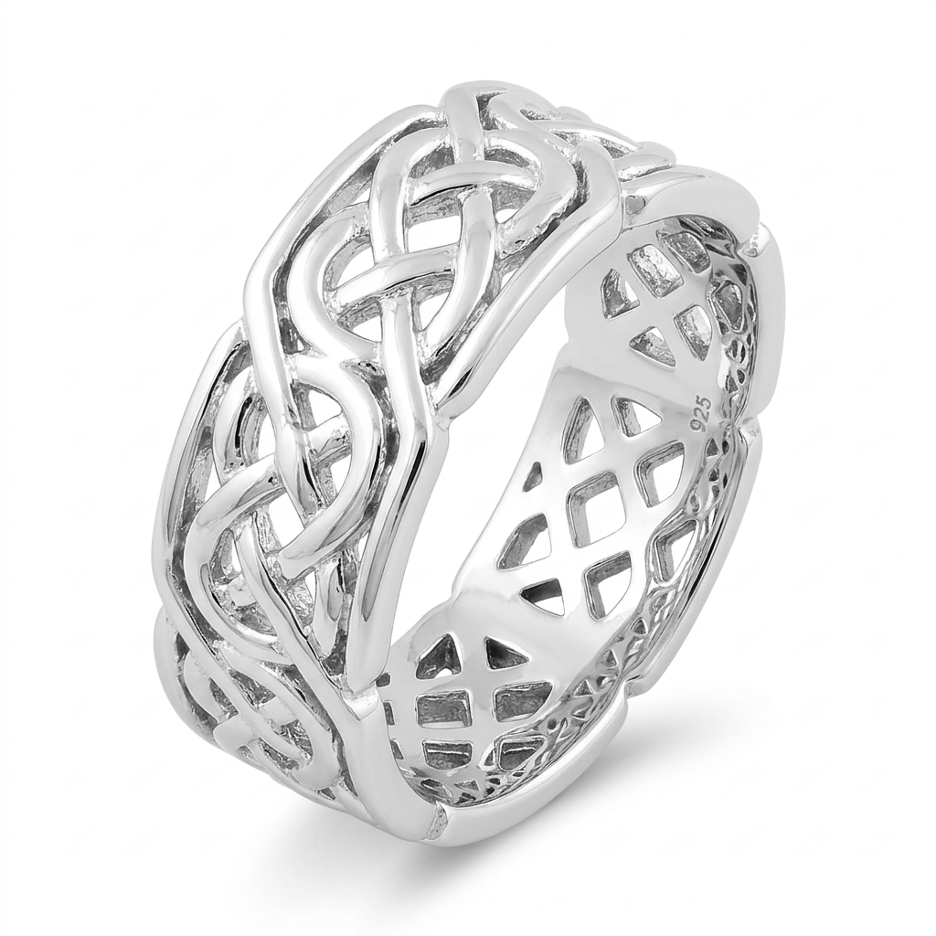 Sterling Silver 6.6mm Celtic Weave Eternity Band Ring, Unisex