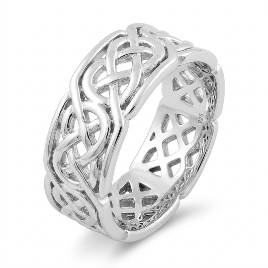 Sterling Silver 6.6mm Celtic Weave Eternity Band Ring, Unisex