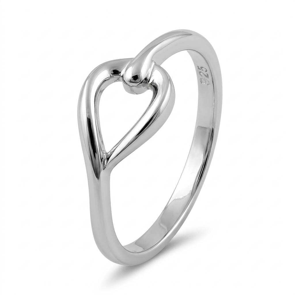 Sterling Silver Leaf Knot Loop Stacking Ring for Women