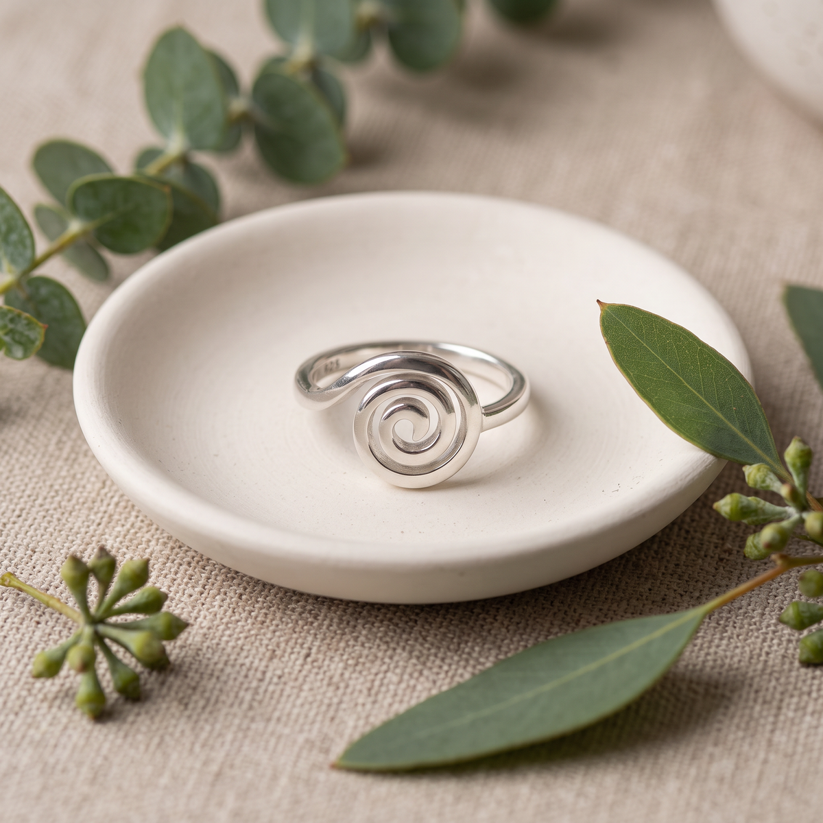 Sterling Silver Spiral Swirl Circle Ring for Women life2