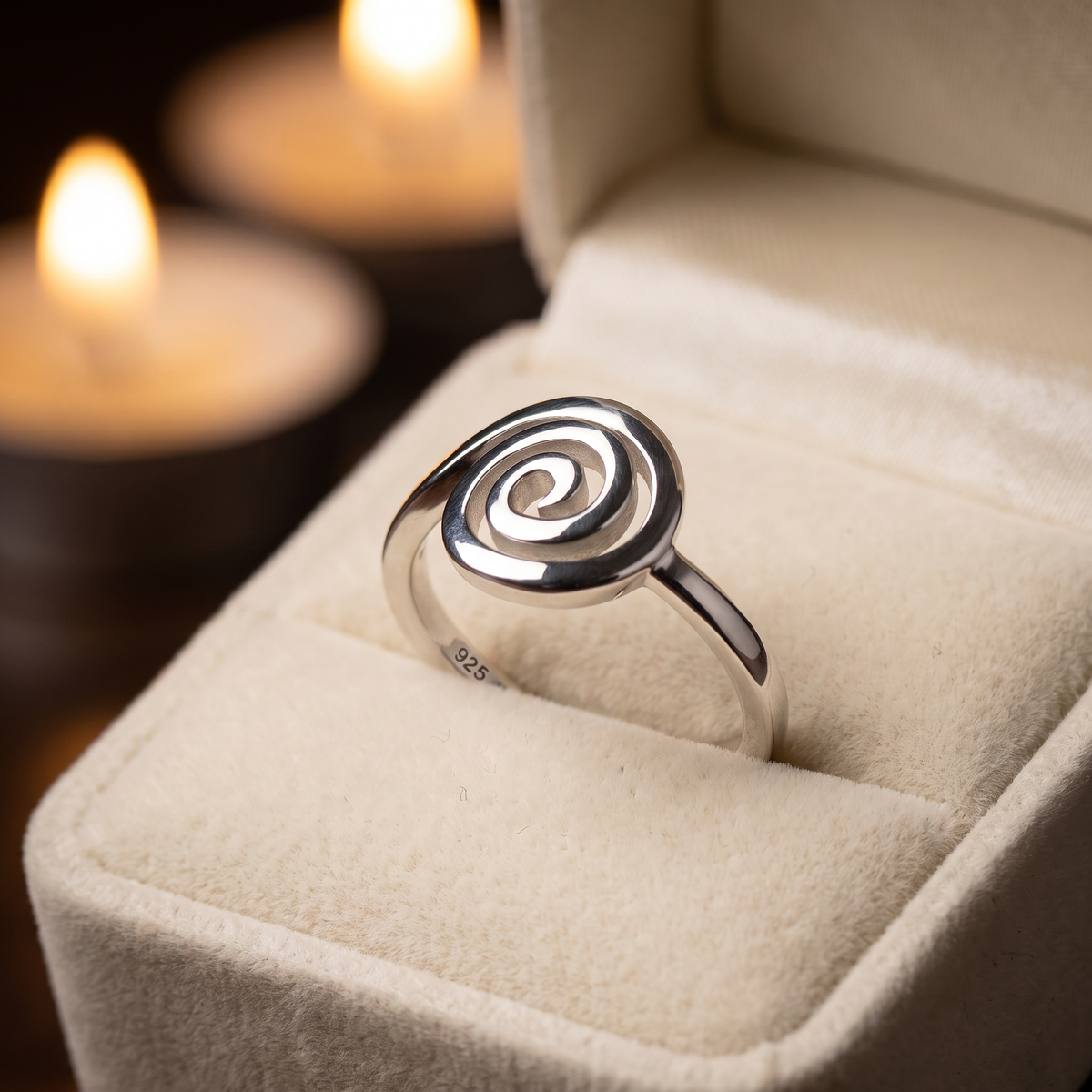 Sterling Silver Spiral Swirl Circle Ring for Women life3