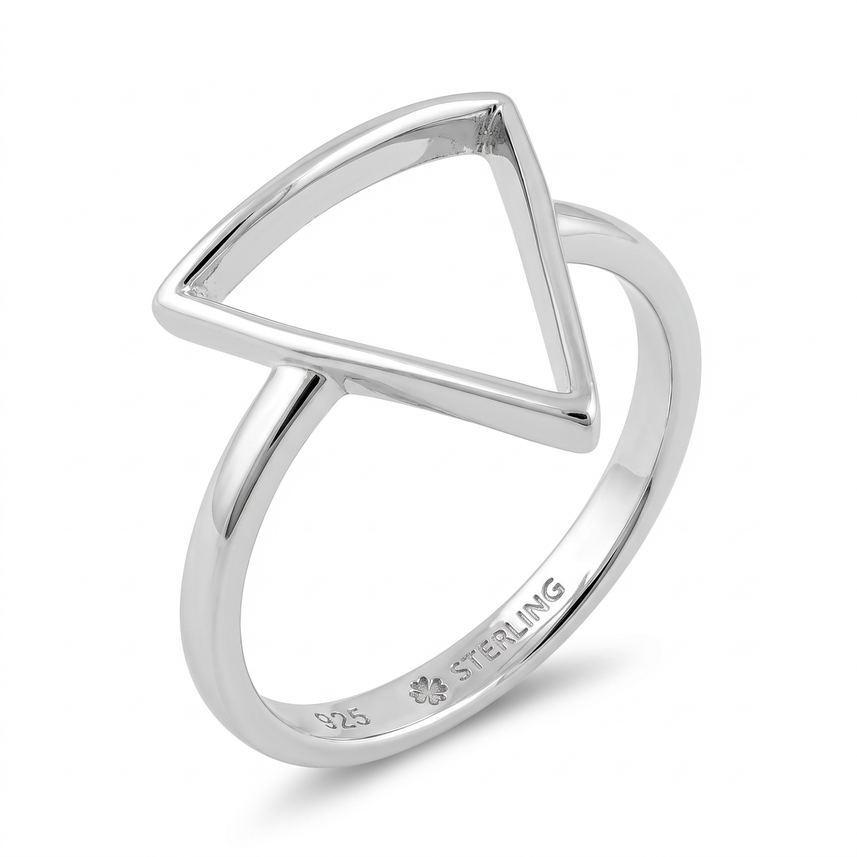 Sterling Silver Open Triangle Geometric Ring for Women