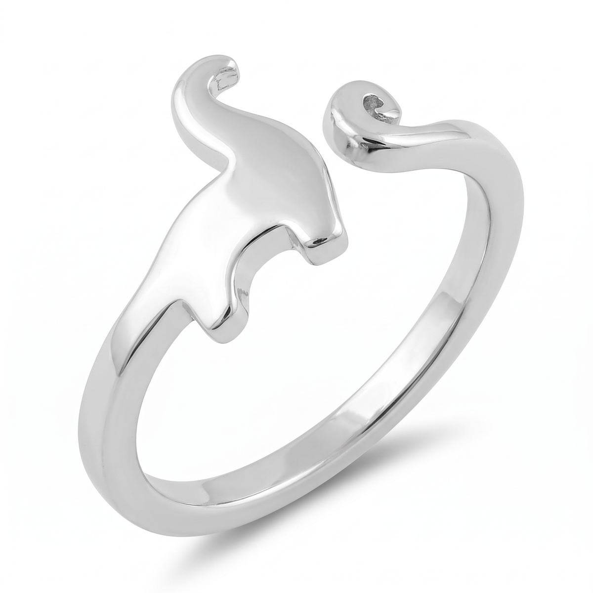 Sterling Silver 1.7mm Cute Dinosaur Open Adjustable Ring for Women