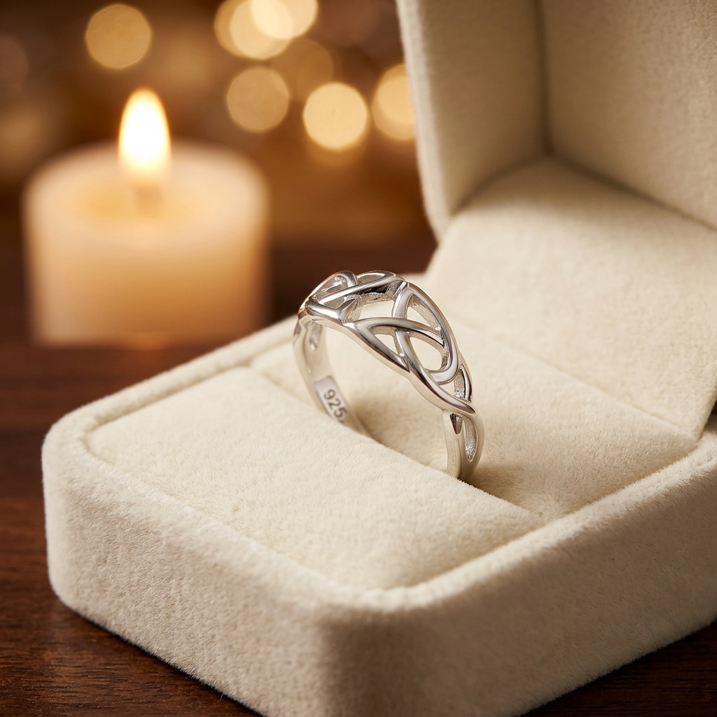 Sterling Silver 4mm Trinity Knot Celtic Band Ring for Women life3