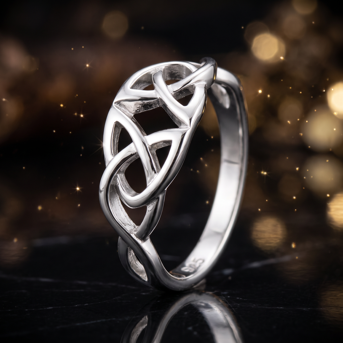 Sterling Silver 4mm Trinity Knot Celtic Band Ring for Women life4
