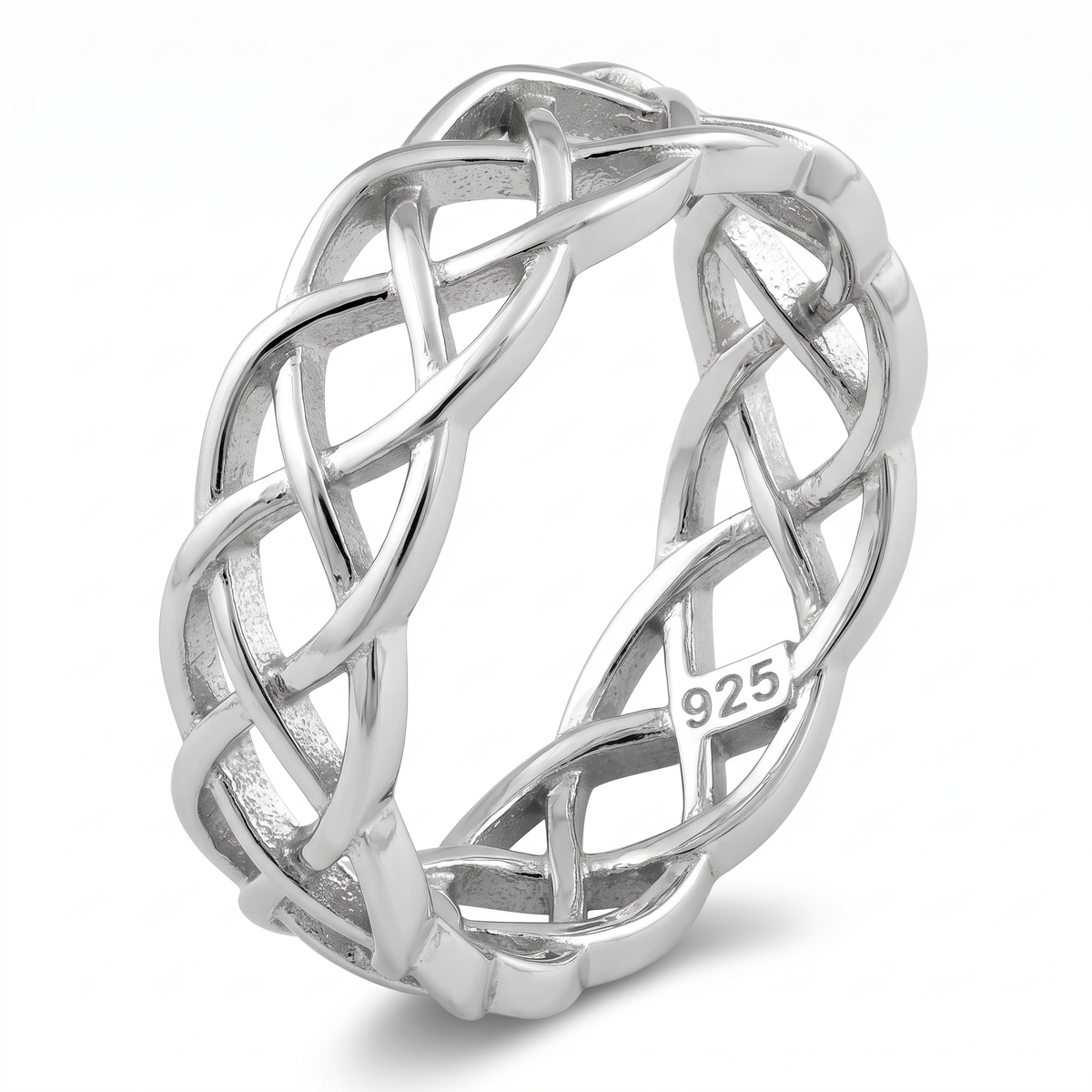 Sterling Silver 6mm Celtic Braided Weave Band Ring, Unisex