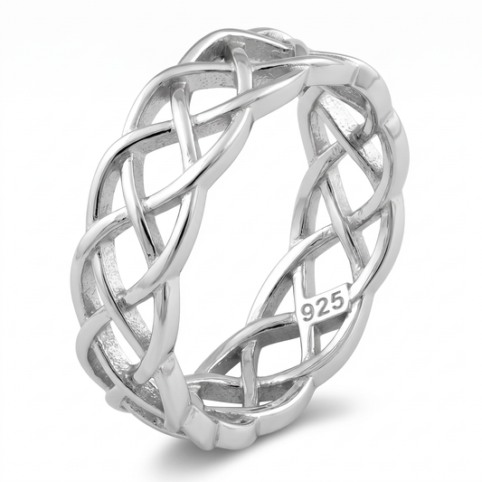 Sterling Silver 6mm Celtic Braided Weave Band Ring, Unisex