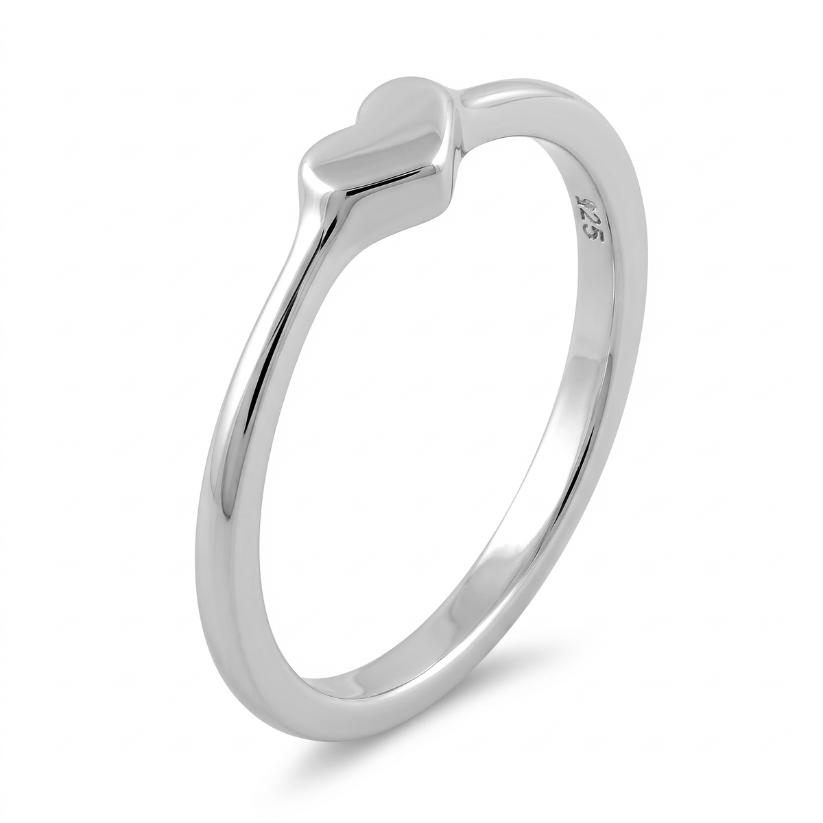 Sterling Silver 1.6mm Petite Heart Stacking Promise Ring for Women